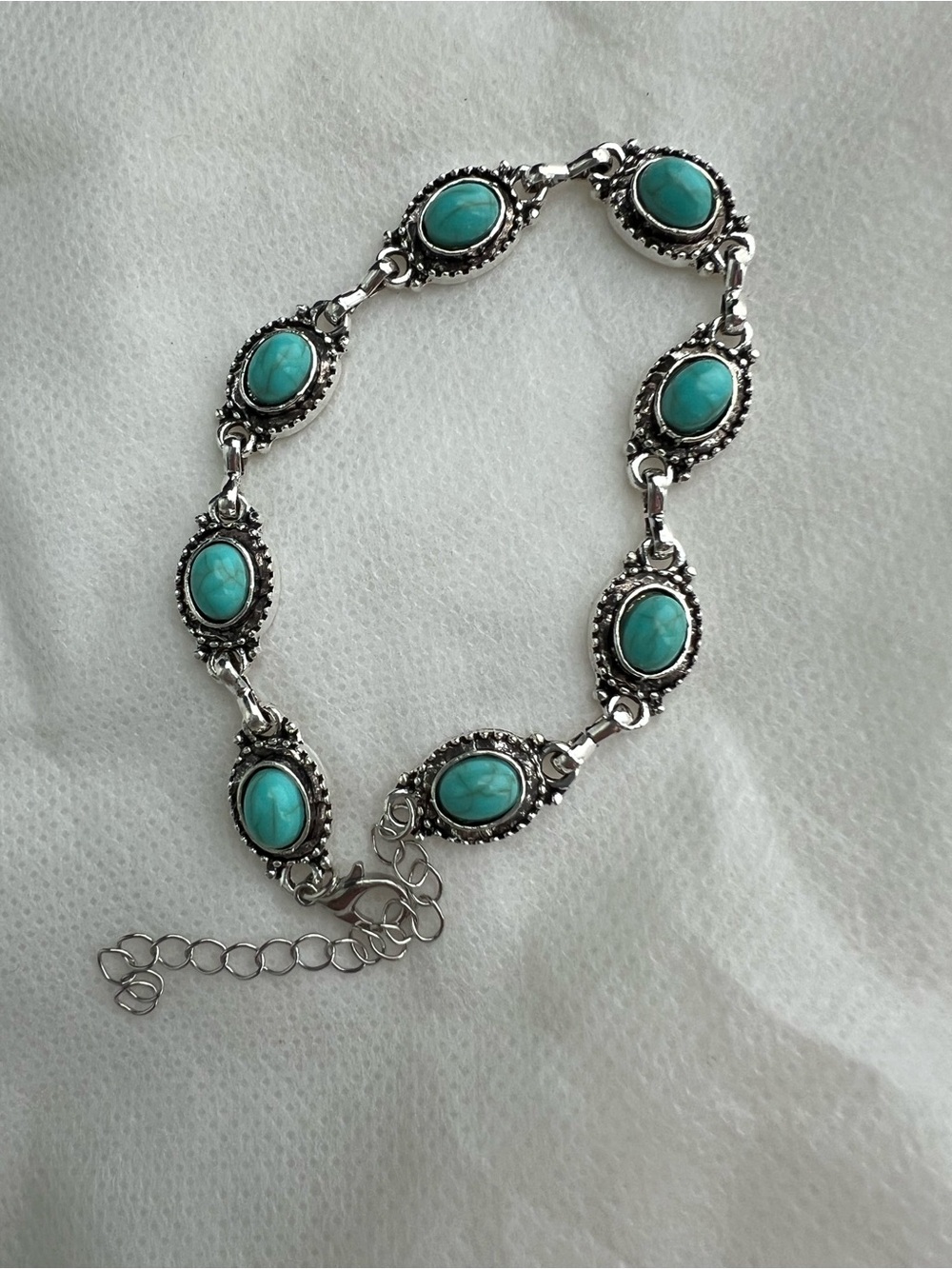 Turquoise Stone Silver-Tone Necklace, Bracelet & Earrings Set - Picture 2 of 11